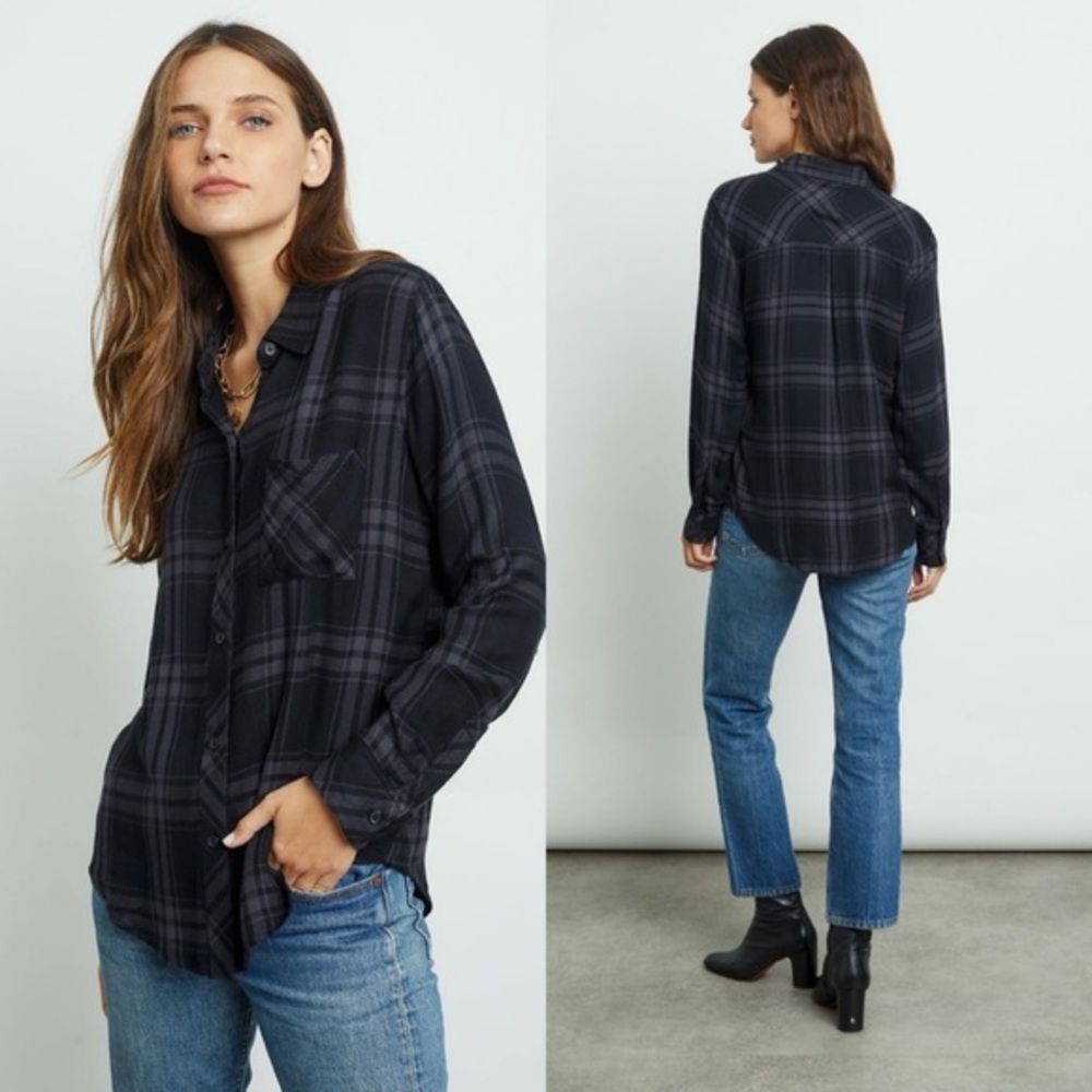 Rails Hunter Onyx Ash Plaid Button Down Shirt Size XS